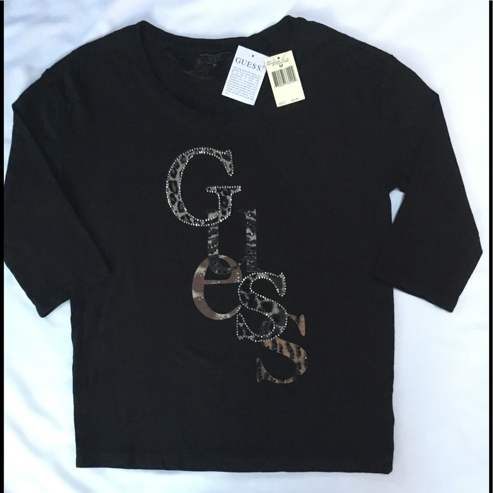 💥GUESS Long Sleeve Jet Black - Decorative -Size M
